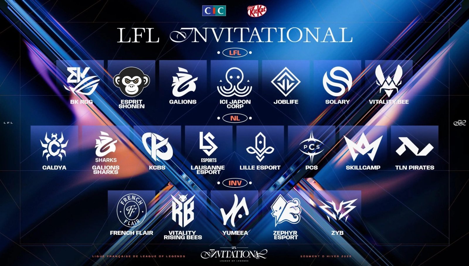 Équipes invitées pour le LFL Invitational 2026 sur le jeu de League of Legends par Riot Games.