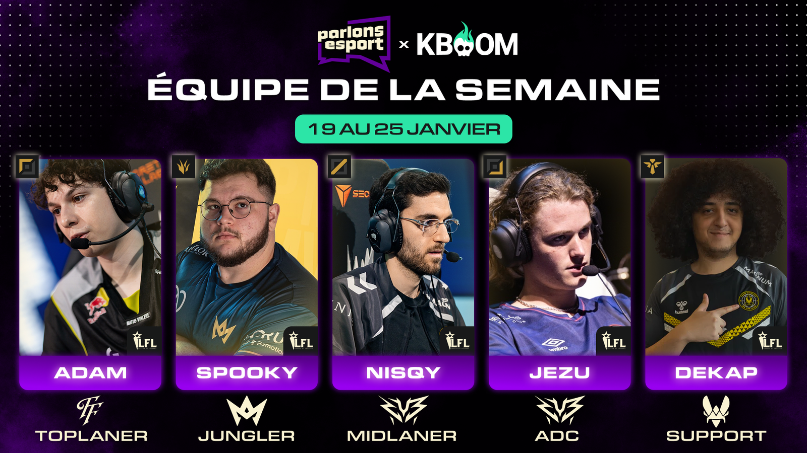 Voici l’équipe de la première semaine by Kboom !
