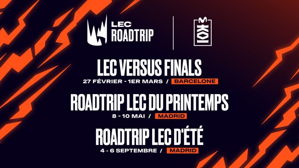 Roadtrip du LEC 2026 avec 3 évènements organisés par Movistar Koi sur le jeu League of Legends, édité par Riot Games. 