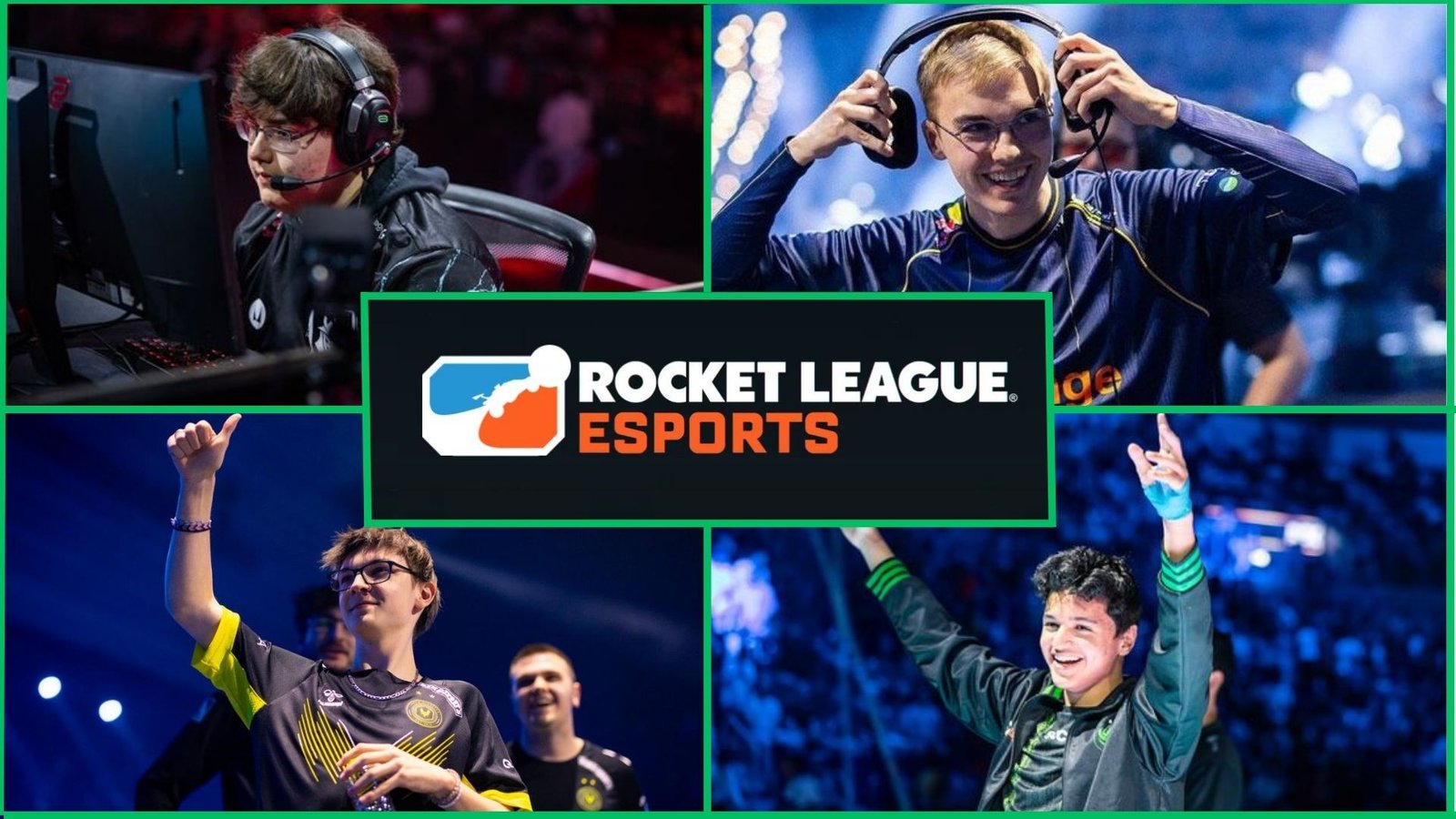 Atomic, trk511, Atow et zen. Rocket League RLCS, major de Boston. Images empruntées à liquipedia/Blast.