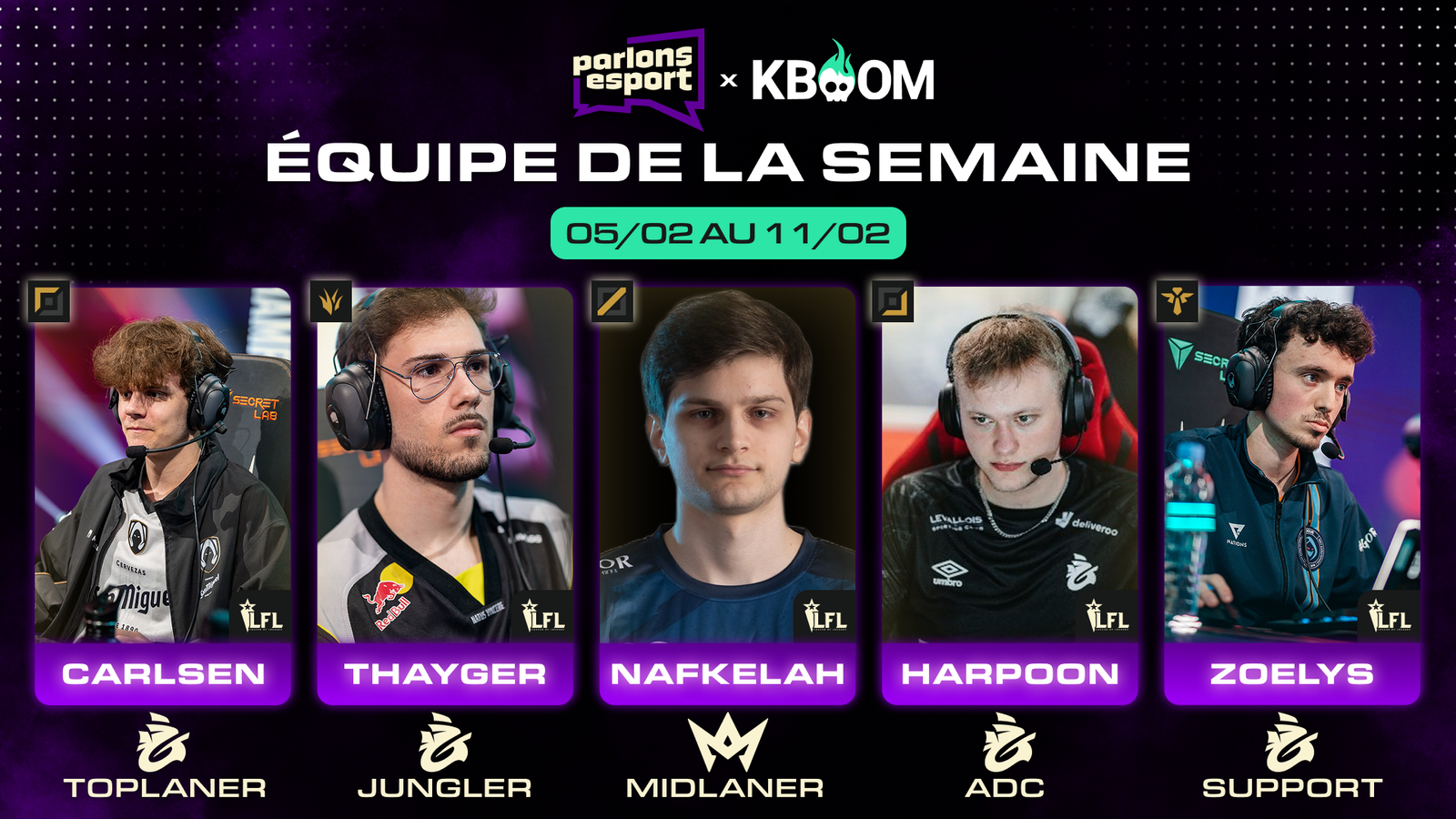 Les 5 meilleurs joueurs de la semaine 3 de LFL par KBOOM.