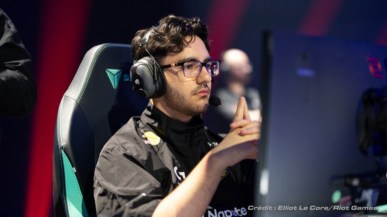 Enes « Rhilech » Uçan, MVP du jour 3, jungler de l'équipe NAVI évoluant en LEC sur League of Legends au stade de la Karmine Corp à Evry.