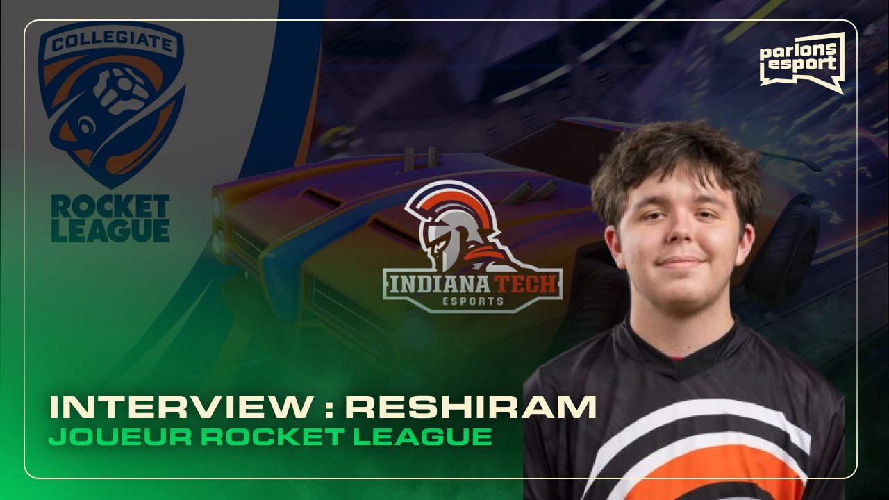 Reshiram, joueur Rocket League d'Indiana Tech. Aux côtés de Bluey et velocity