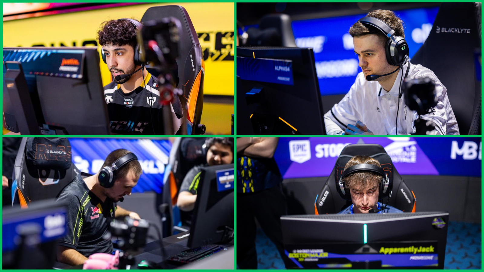 Jstn, Alpha54, Radosin, Apparently Jack. Qui va gagner les Last Chance Qualifiers 'LCQ) sur Rocket League ? Crédits : Michal Konkol, Blast, Rocket League Esports